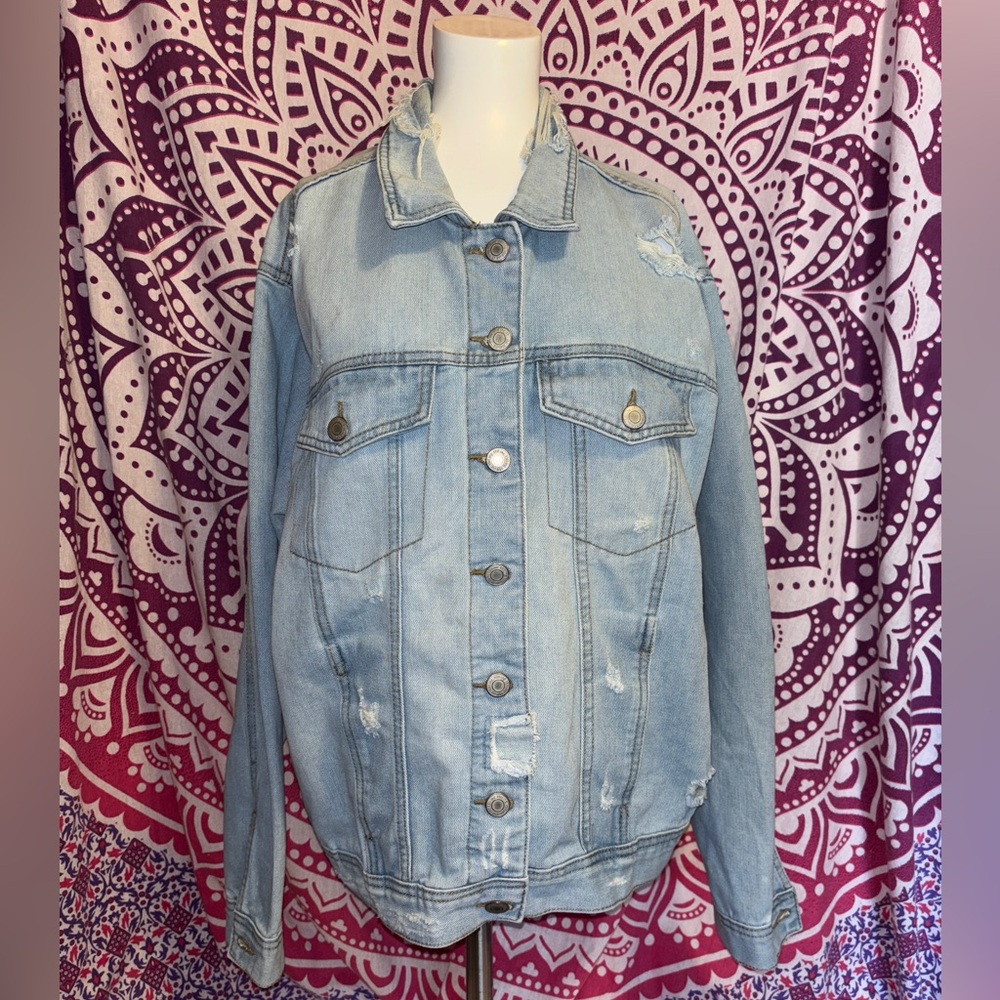 1511 Inc.  Distressed Shredded Jean Jacket Women’s Size XL